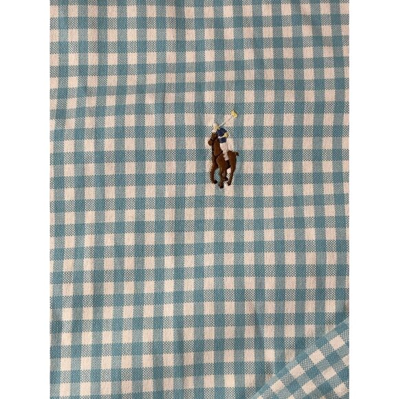 Ralph Lauren Mens XXL Classic Fit Button Down Shirt Aqua Blue Check Pony - Picture 3 of 7